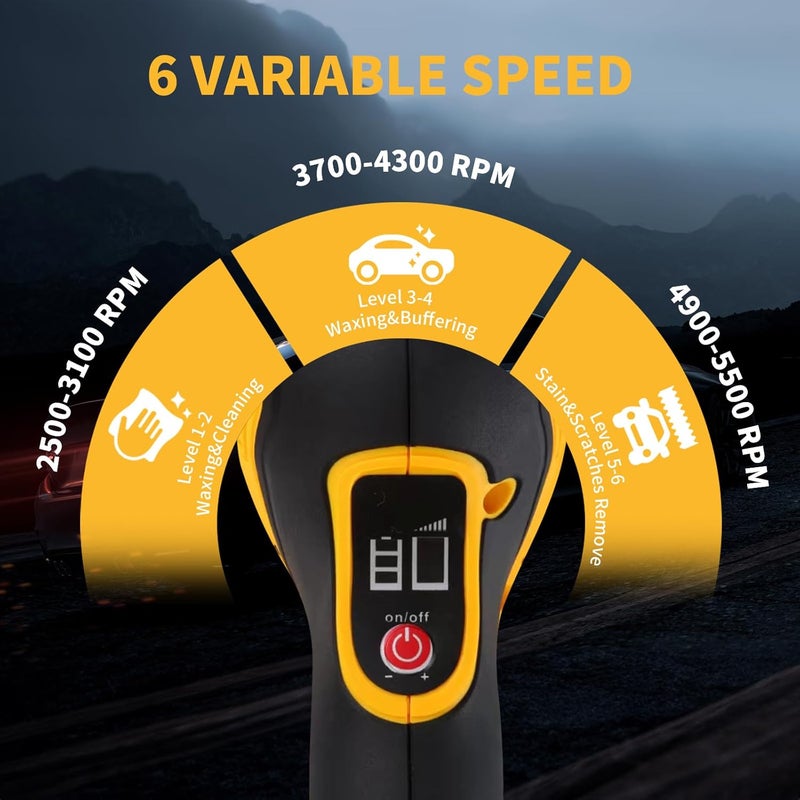 Alrigon Cordless Car Buffer Polisher Compatible for Dewalt 20V Battery, Power Polisher for Car Detailing/Polishing/Waxing(Battery Not Included) - Image 3